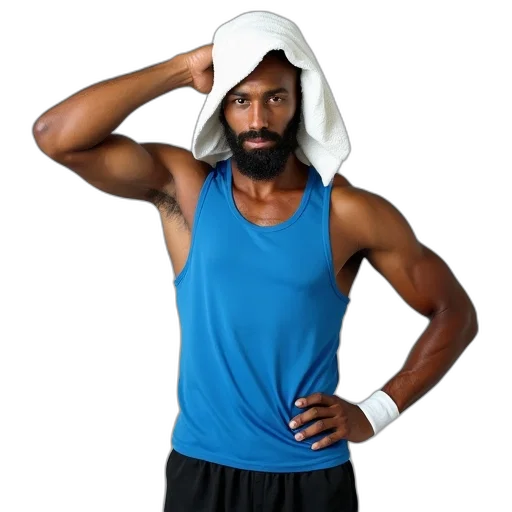 hat, man, blue, tank transparent PNG cut-out