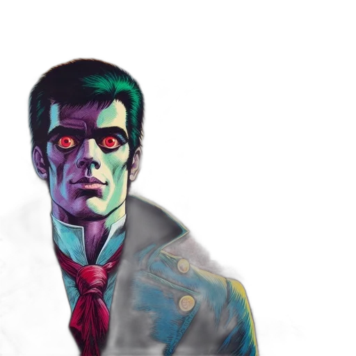 jacket, face, robot, comic book art transparent PNG cut-out