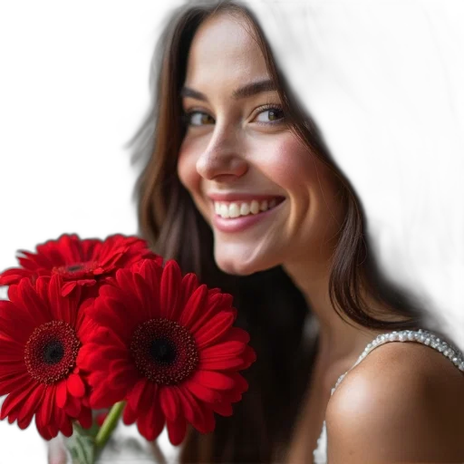 flower, face, jewelry, photorealistic transparent PNG cut-out