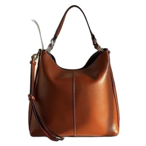 earth tones, leather, bucket, bag transparent PNG cut-out