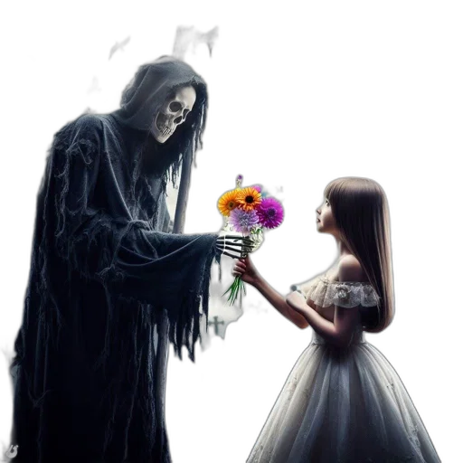 dress, flower, creature, mask transparent PNG cut-out