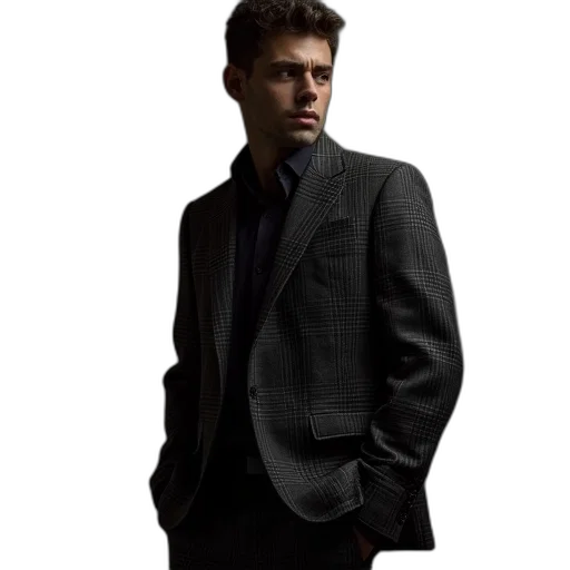 jacket, staff, face, photorealistic transparent PNG cut-out