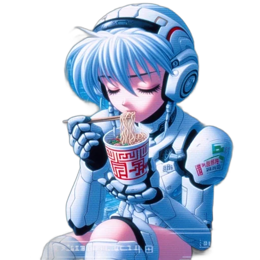 robot, food, vaporwave, cyberpunk transparent PNG cut-out