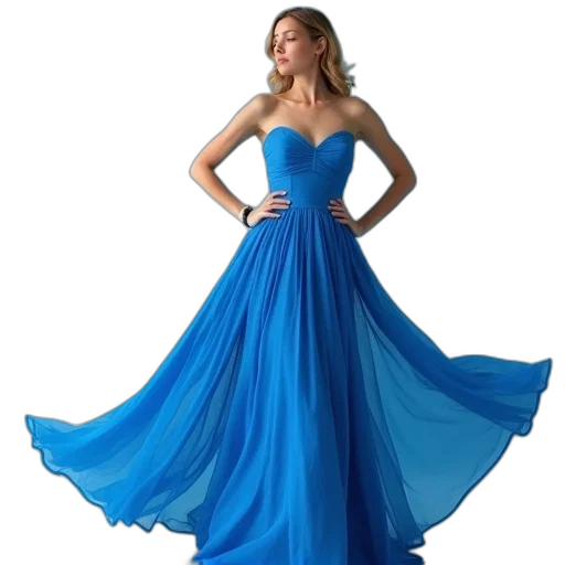 dress, blue, model, chiffon transparent PNG cut-out