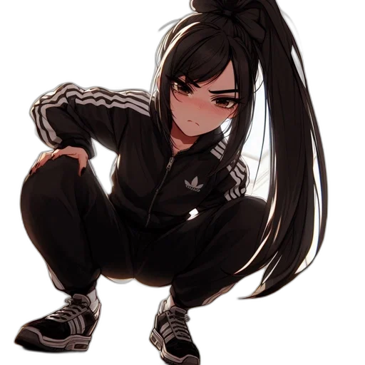 jacket, weapon, hair, staff transparent PNG cut-out