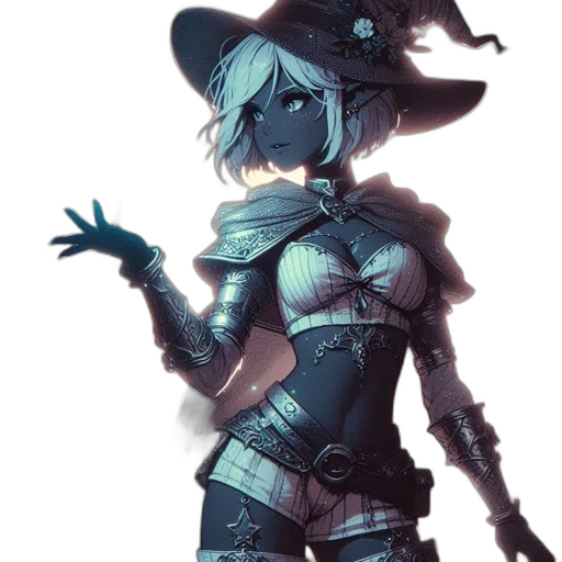 hat, dress, staff, robot transparent PNG cut-out