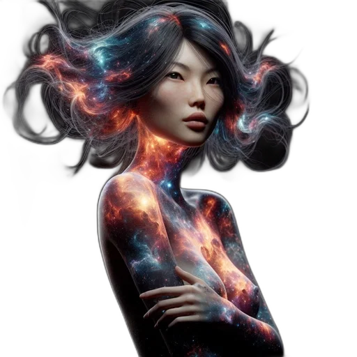 dress, hair, dragon, fantasy art transparent PNG cut-out