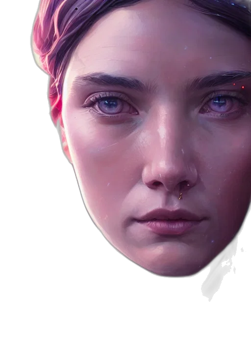 face, concept art, cyberpunk, photorealistic transparent PNG cut-out