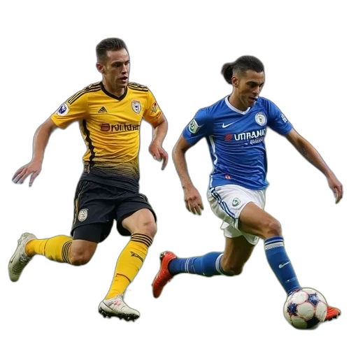 soccer, player, lunges, ball transparent PNG cut-out