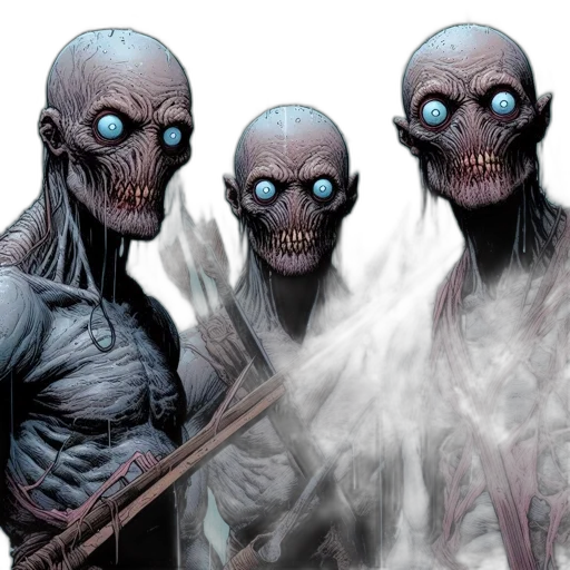 comic book art, concept art, fantasy art, three transparent PNG cut-out