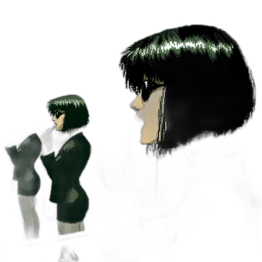 hair, robot, face, staff transparent PNG cut-out