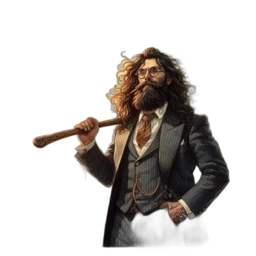staff, hair, sword, concept art transparent PNG cut-out