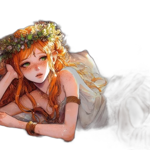 dress, crown, fantasy art, watercolor transparent PNG cut-out