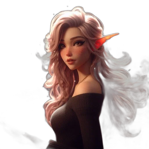 dragon, dress, face, staff transparent PNG cut-out