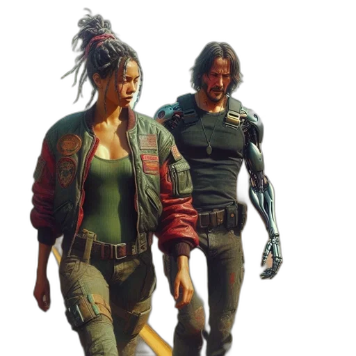 jacket, concept art, cyberpunk, comic book art transparent PNG cut-out