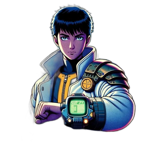 jacket, robot, staff, face transparent PNG cut-out