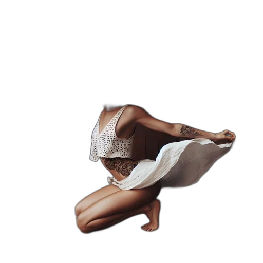 dress, shoes, mask, hair transparent PNG cut-out