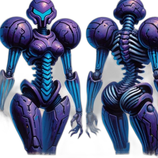 robot, concept art, 3d render, cyberpunk transparent PNG cut-out