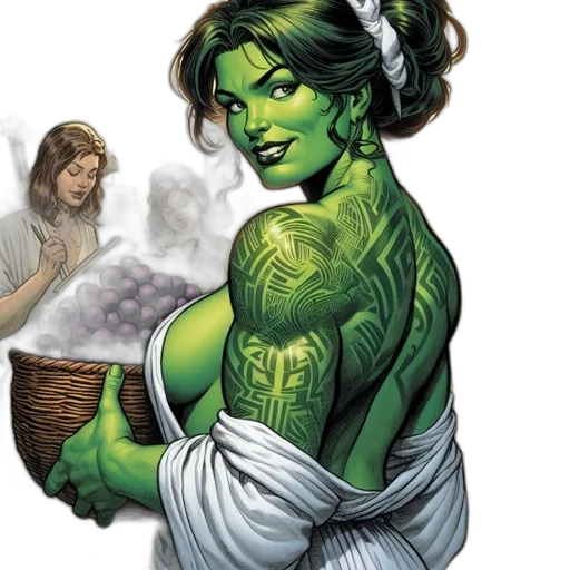 comic book art, concept art, fantasy art, green transparent PNG cut-out