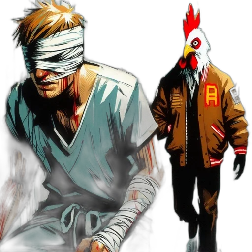 jacket, mask, concept art, comic book art transparent PNG cut-out