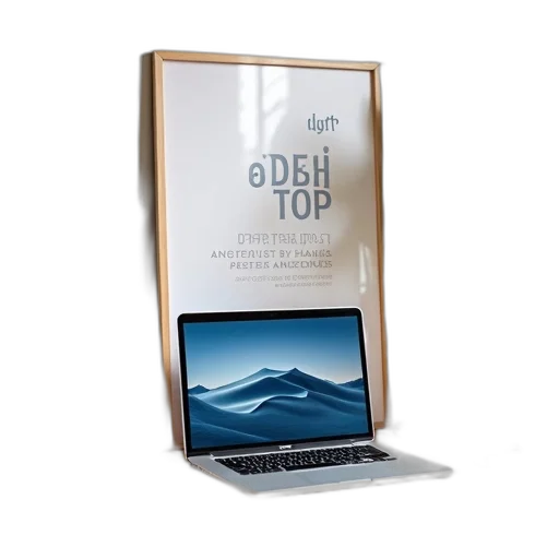 3d render, laptop, open, desk transparent PNG cut-out