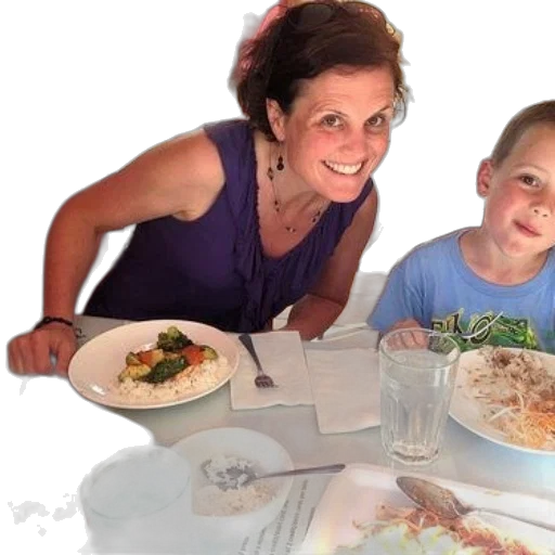 food, woman, child, sit transparent PNG cut-out