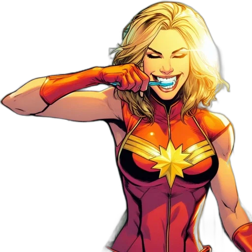 comic book art, concept art, captain, marvel transparent PNG cut-out