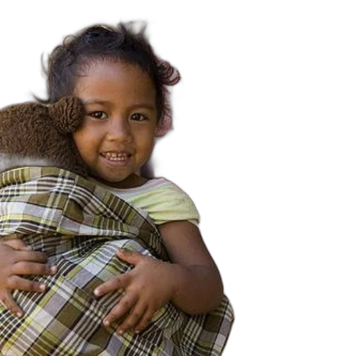 young, girl, holds, stuffed transparent PNG cut-out