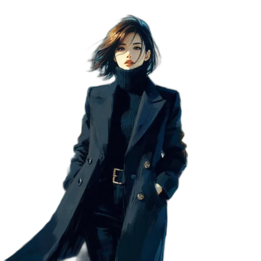jacket, dress, staff, concept art transparent PNG cut-out