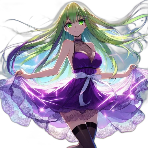 dress, flower, staff, anime transparent PNG cut-out