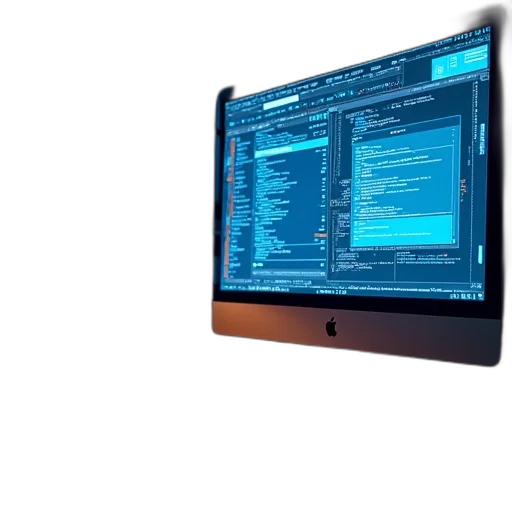 3d render, blue, computer, sitting transparent PNG cut-out