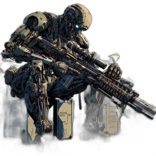 robot, weapon, concept art, pixel art transparent PNG cut-out