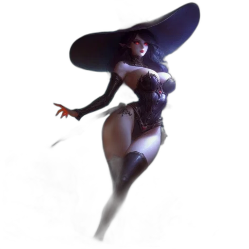 hat, dress, staff, creature transparent PNG cut-out