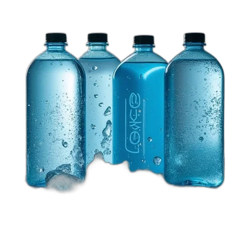 bottle, blue, three, packaged transparent PNG cut-out