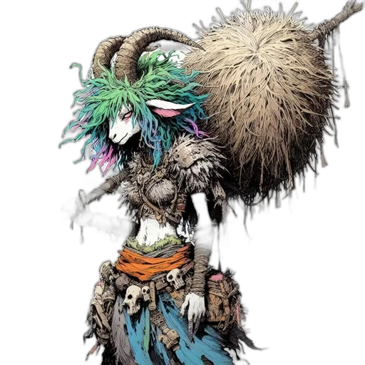 hair, staff, creature, dragon transparent PNG cut-out