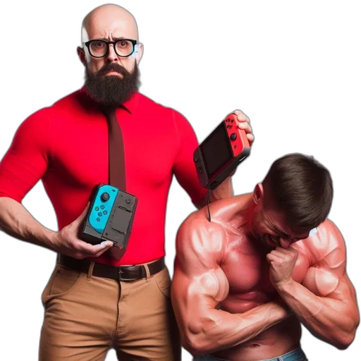concept art, red, two, men transparent PNG cut-out