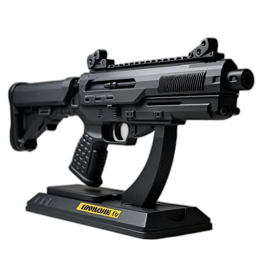 weapon, 3d render, black, gray transparent PNG cut-out