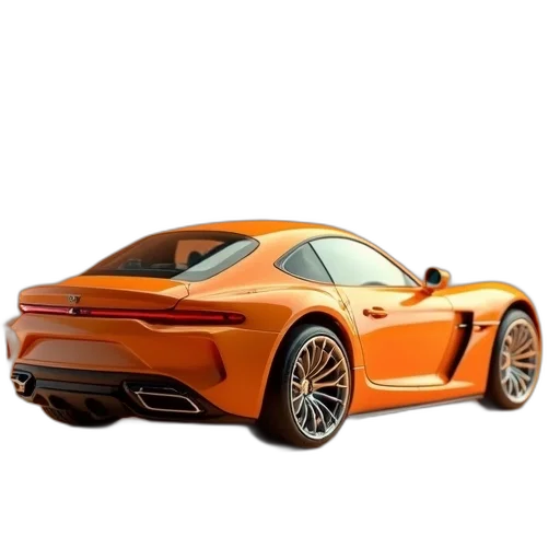 car, 3d render, photorealistic, orange transparent PNG cut-out