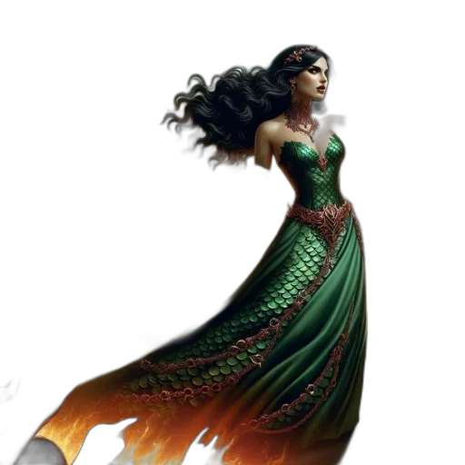 dress, fantasy art, concept art, comic book art transparent PNG cut-out