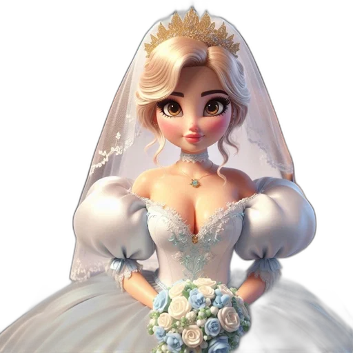 dress, crown, jewelry, 3d render transparent PNG cut-out