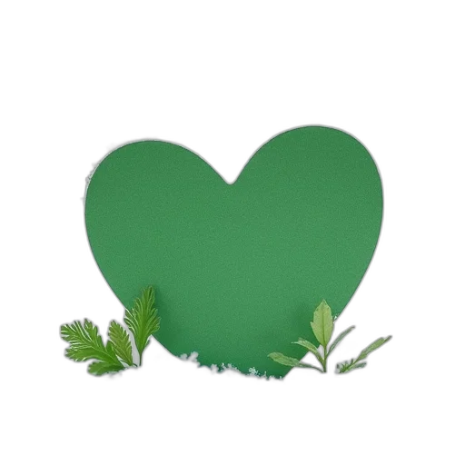 3d render, green, earth tones, heart transparent PNG cut-out