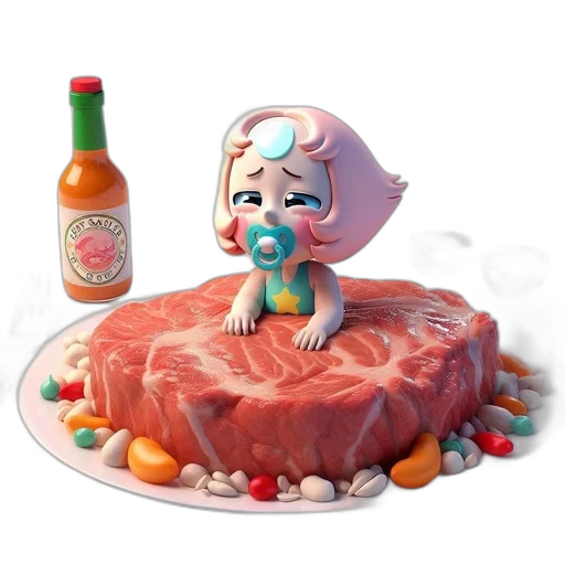food, 3d render, concept art, vaporwave transparent PNG cut-out