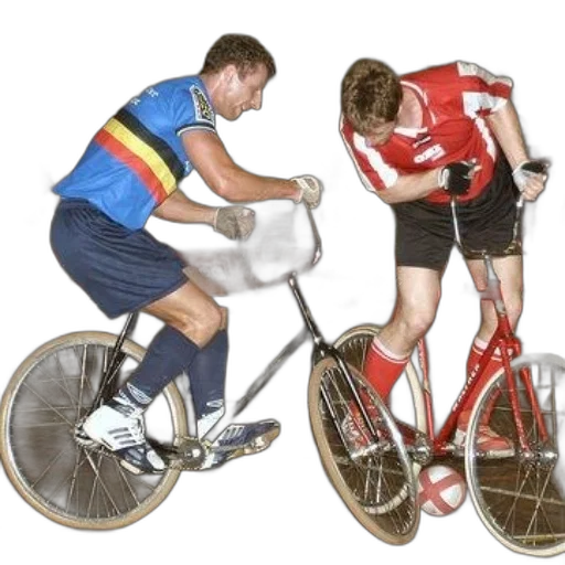 two, men, bicycles, play transparent PNG cut-out