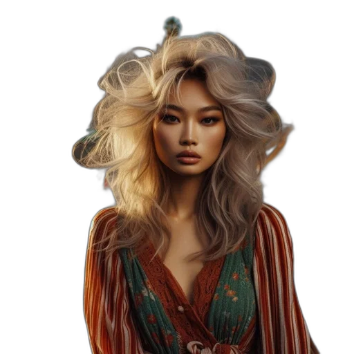 hair, dress, face, jacket transparent PNG cut-out
