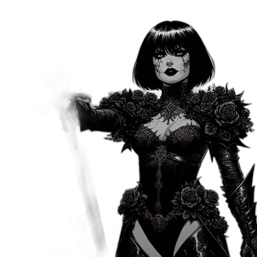 comic book art, concept art, fantasy art, gothic-themed transparent PNG cut-out