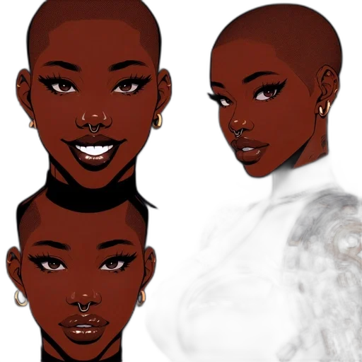 face, concept art, cartoon, photorealistic transparent PNG cut-out