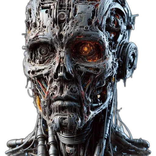 robot, face, mask, cyberpunk transparent PNG cut-out