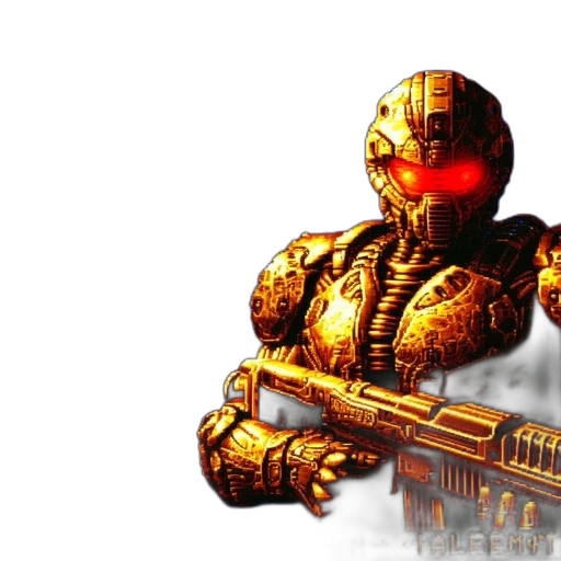 robot, weapon, pixel art, concept art transparent PNG cut-out