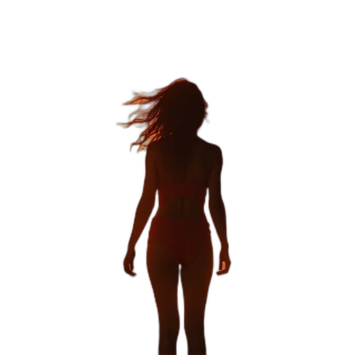 dress, hair, creature, staff transparent PNG cut-out