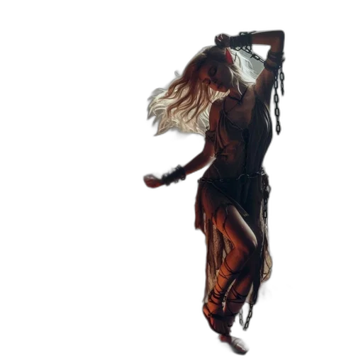 hair, dress, staff, creature transparent PNG cut-out